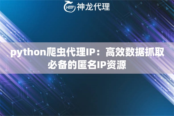 python爬虫代理IP：高效数据抓取必备的匿名IP资源