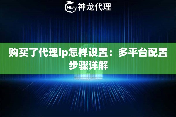 购买了代理ip怎样设置：多平台配置步骤详解