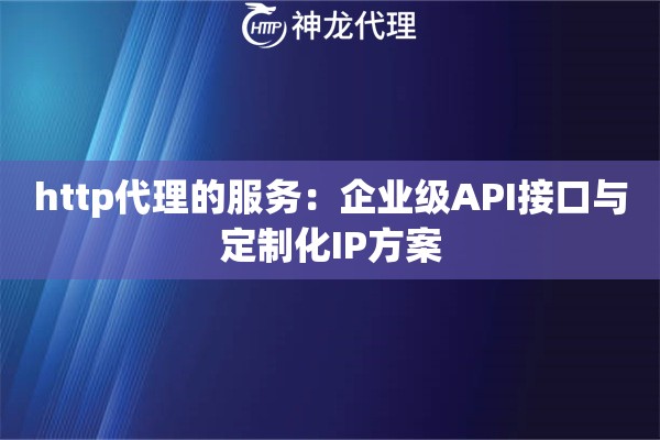 http代理的服务：企业级API接口与定制化IP方案