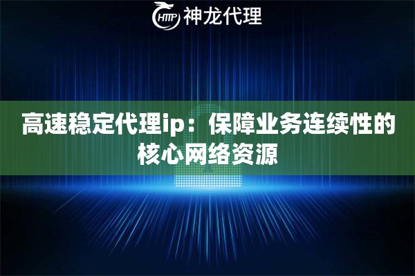 高速稳定代理ip：保障业务连续性的核心网络资源