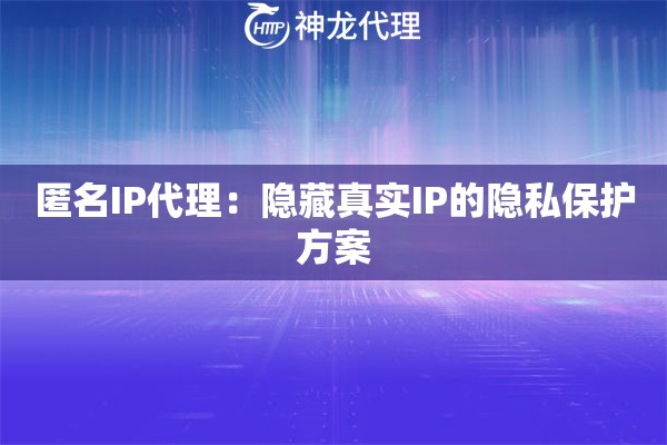 匿名IP代理：隐藏真实IP的隐私保护方案