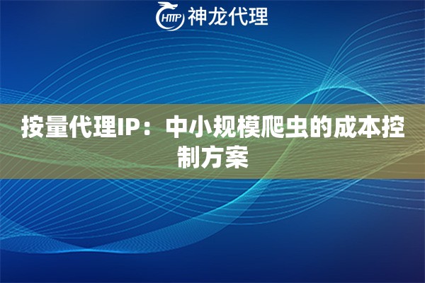 按量代理IP：中小规模爬虫的成本控制方案