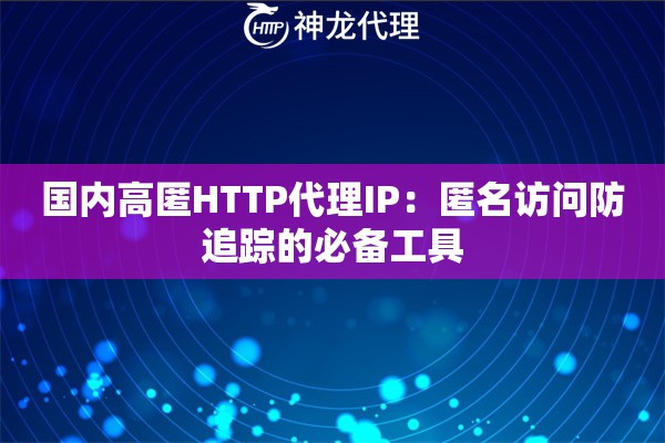 国内高匿HTTP代理IP：匿名访问防追踪的必备工具