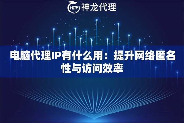 电脑代理IP有什么用：提升网络匿名性与访问效率