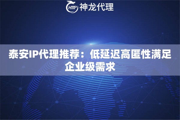 泰安IP代理推荐：低延迟高匿性满足企业级需求