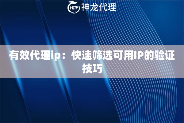 有效代理ip：快速筛选可用IP的验证技巧