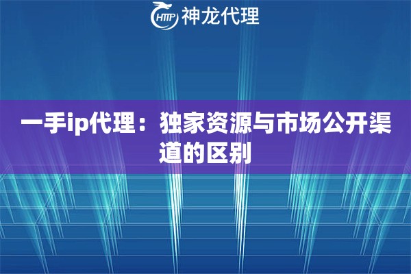 一手ip代理：独家资源与市场公开渠道的区别