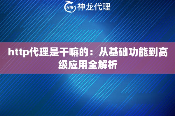 http代理是干嘛的：从基础功能到高级应用全解析