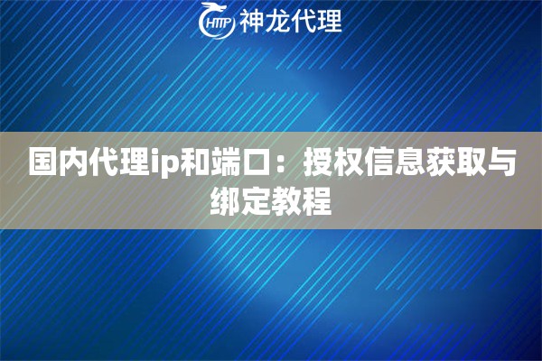 国内代理ip和端口：授权信息获取与绑定教程