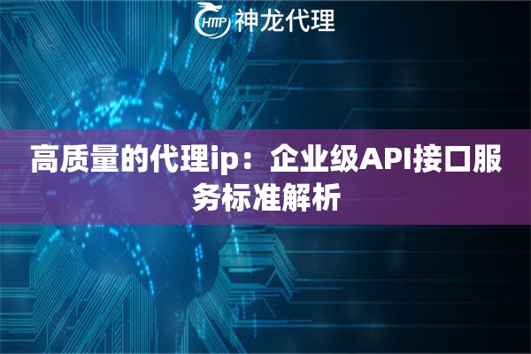 高质量的代理ip：企业级API接口服务标准解析