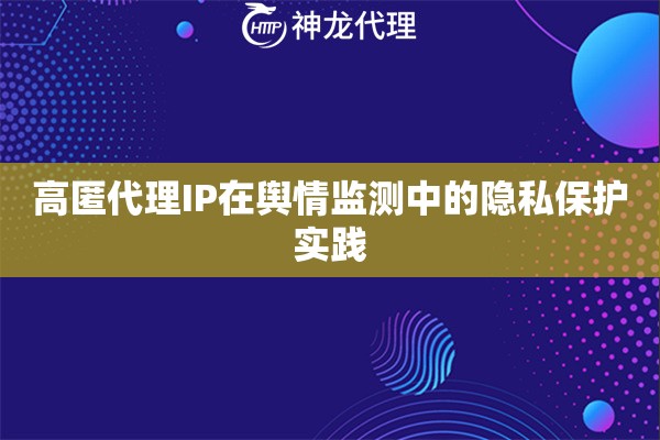 高匿代理IP在舆情监测中的隐私保护实践