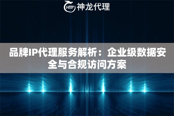 品牌IP代理服务解析：企业级数据安全与合规访问方案