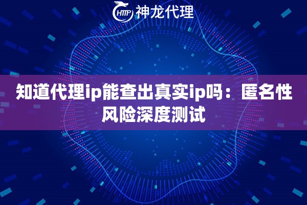 知道代理ip能查出真实ip吗：匿名性风险深度测试