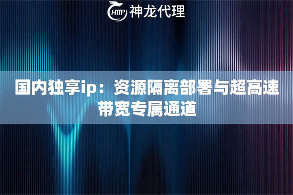国内独享ip：资源隔离部署与超高速带宽专属通道