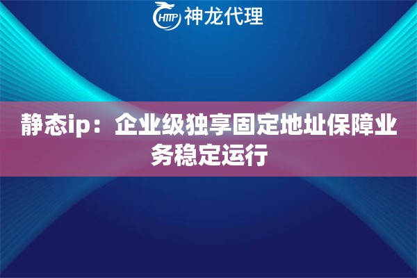 静态ip：企业级独享固定地址保障业务稳定运行