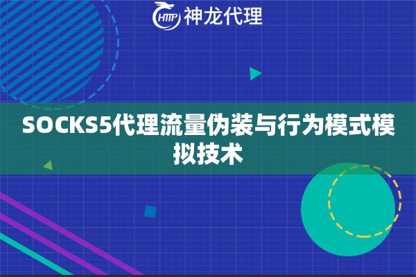 SOCKS5代理流量伪装与行为模式模拟技术