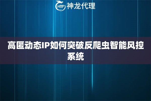 高匿动态IP如何突破反爬虫智能风控系统