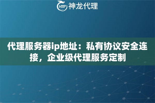 代理服务器ip地址：私有协议安全连接，企业级代理服务定制
