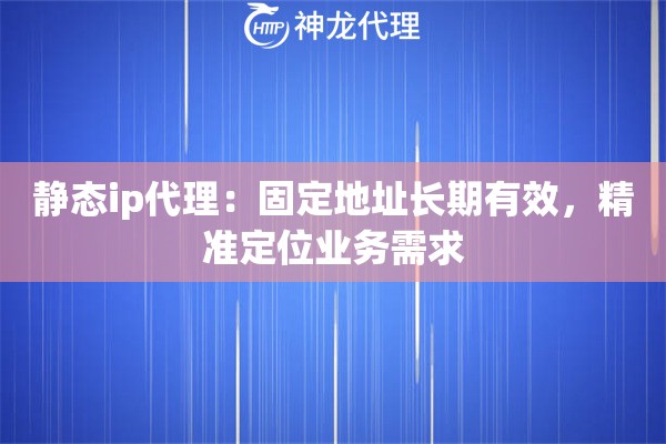 静态ip代理：固定地址长期有效，精准定位业务需求