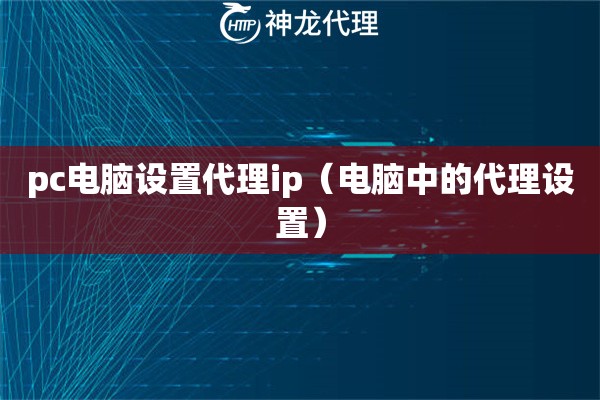 pc电脑设置代理ip（电脑中的代理设置）