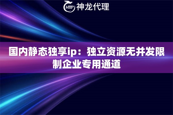 国内静态独享ip：独立资源无并发限制企业专用通道