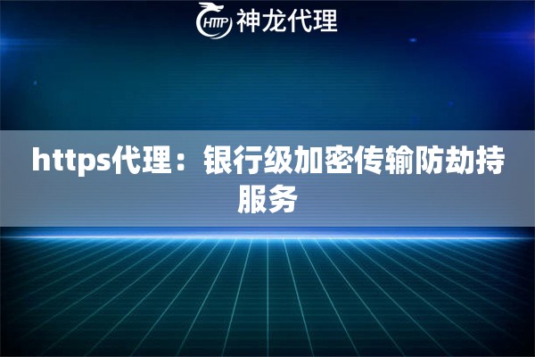 https代理：银行级加密传输防劫持服务