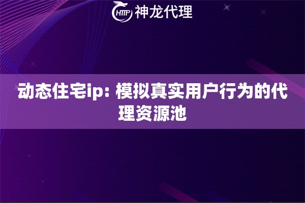 动态住宅ip: 模拟真实用户行为的代理资源池