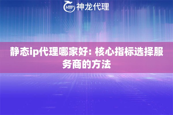 静态ip代理哪家好: 核心指标选择服务商的方法