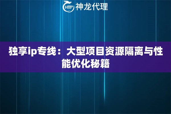 独享ip专线：大型项目资源隔离与性能优化秘籍
