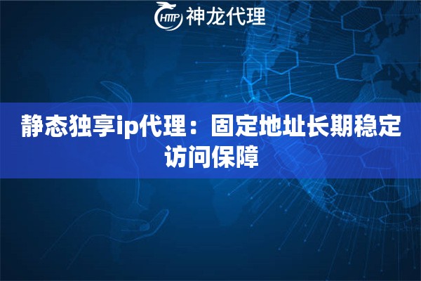 静态独享ip代理：固定地址长期稳定访问保障