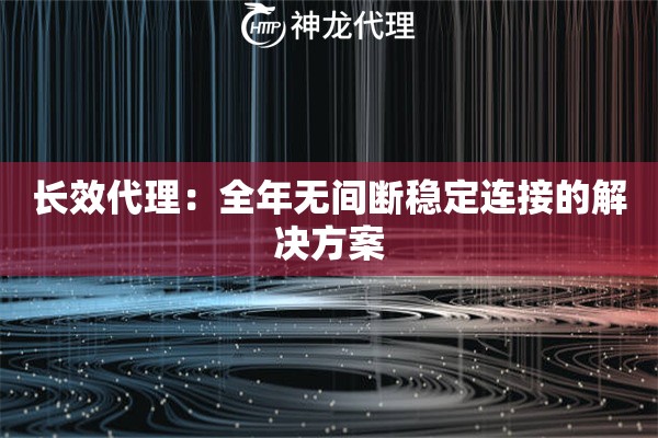 长效代理：全年无间断稳定连接的解决方案