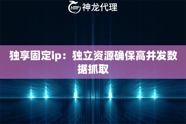 独享固定ip：独立资源确保高并发数据抓取