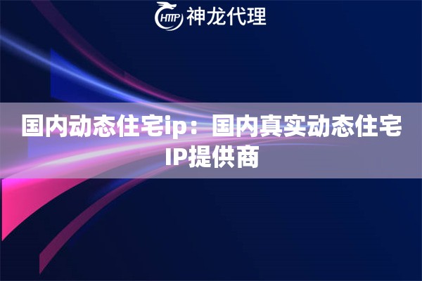 国内动态住宅ip：国内真实动态住宅IP提供商