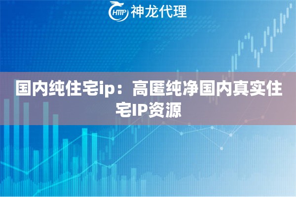 国内纯住宅ip：高匿纯净国内真实住宅IP资源