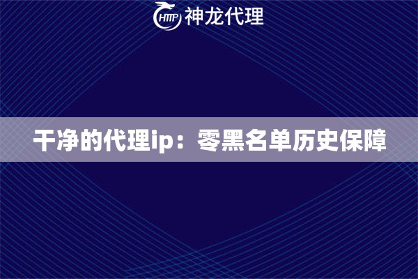 干净的代理ip：零黑名单历史保障