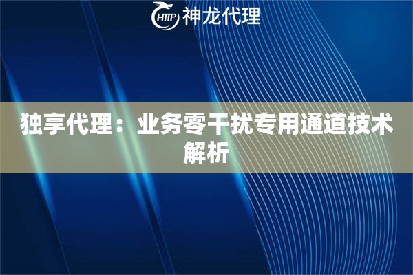 独享代理：业务零干扰专用通道技术解析
