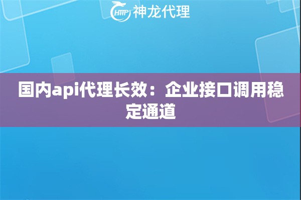 国内api代理长效：企业接口调用稳定通道