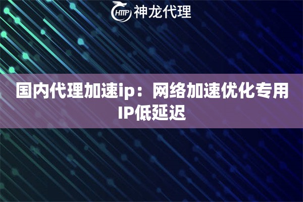 国内代理加速ip：网络加速优化专用IP低延迟