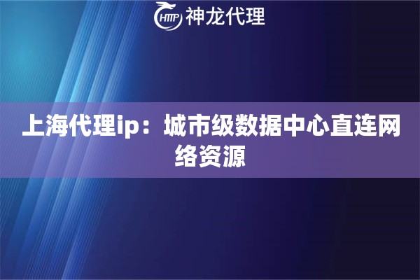 上海代理ip：城市级数据中心直连网络资源