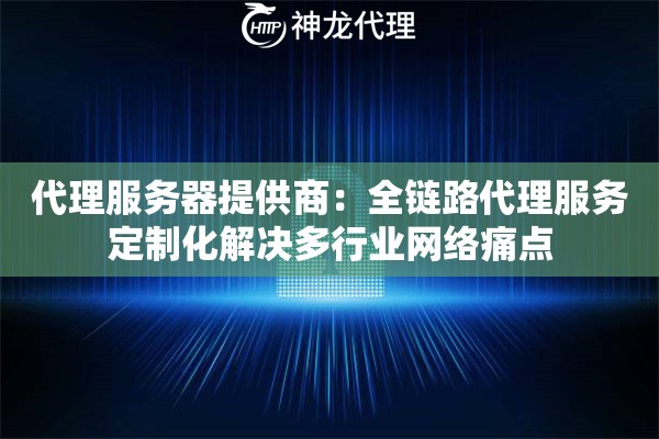 代理服务器提供商：全链路代理服务定制化解决多行业网络痛点
