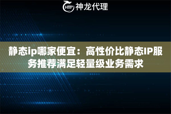 静态ip哪家便宜：高性价比静态IP服务推荐满足轻量级业务需求