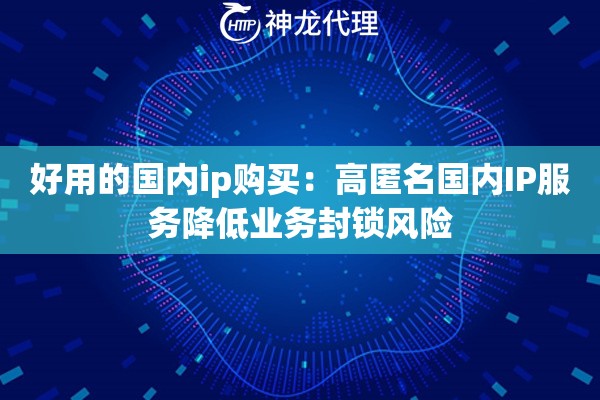 好用的国内ip购买：高匿名国内IP服务降低业务封锁风险
