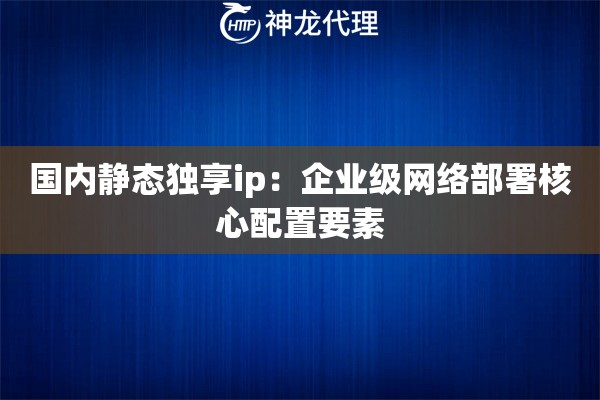 国内静态独享ip：企业级网络部署核心配置要素