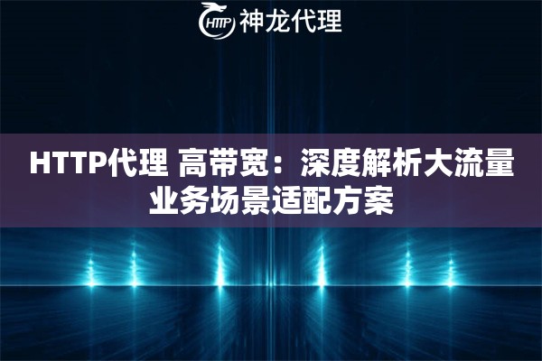 HTTP代理 高带宽：深度解析大流量业务场景适配方案