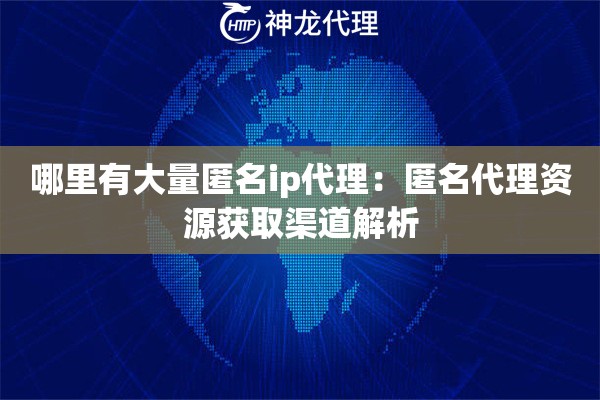 哪里有大量匿名ip代理：匿名代理资源获取渠道解析
