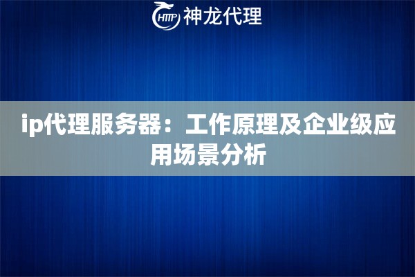 ip代理服务器：工作原理及企业级应用场景分析