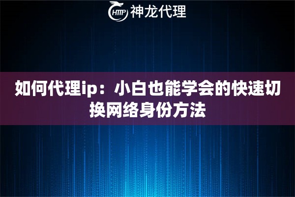 如何代理ip：小白也能学会的快速切换网络身份方法