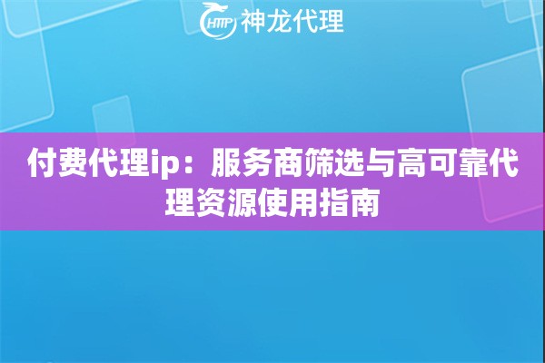付费代理ip：服务商筛选与高可靠代理资源使用指南