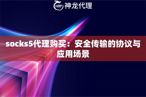 socks5代理购买：安全传输的协议与应用场景