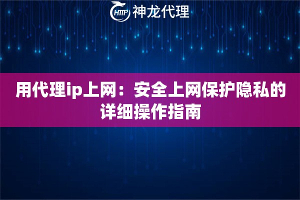 用代理ip上网：安全上网保护隐私的详细操作指南